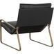 Zancor Antique Brass / Charcoal Black Leather Lounge Chair